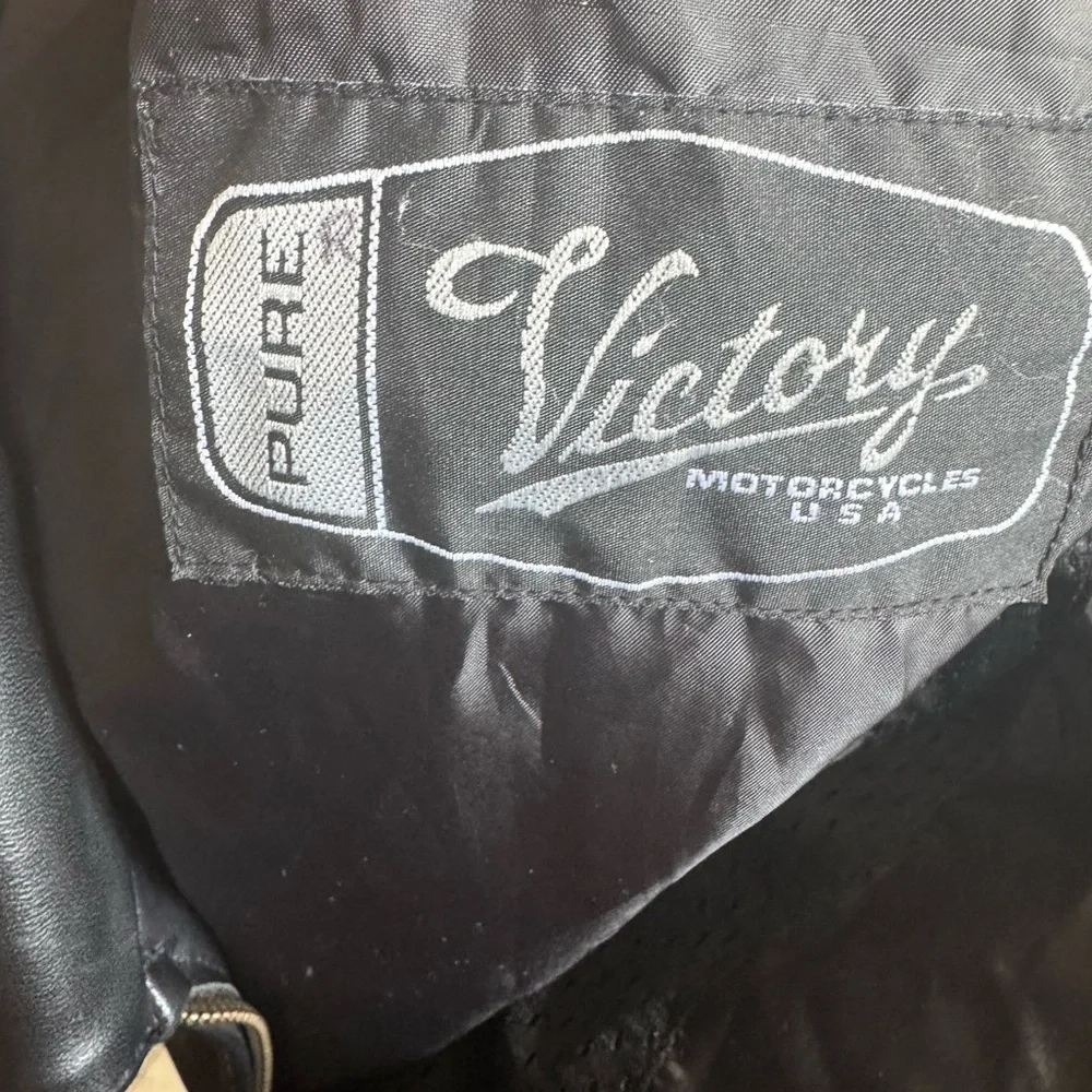 Victory Motorcycles Leather Jacket XXL Black Biker USA Flag Quilted Moto Riding